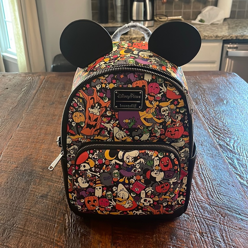 NWT Disney Parks Loungefly Halloween print backpack